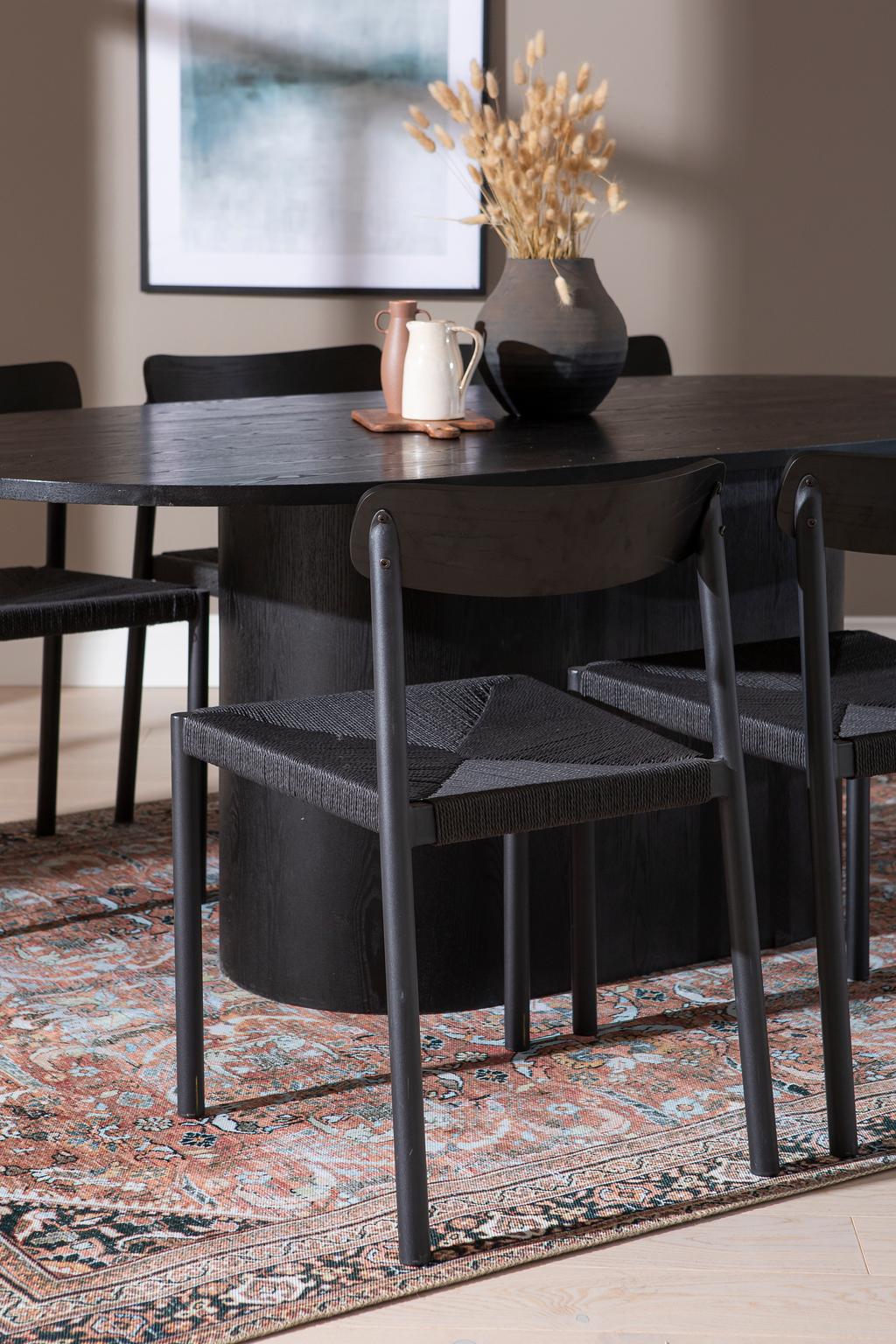 Rotondo & Malmön söögilauakomplekt 200x110cm kuuele, must/must