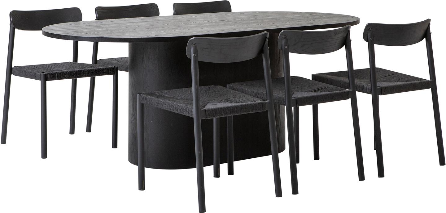 Rotondo & Malmön söögilauakomplekt 200x110cm kuuele, must/must