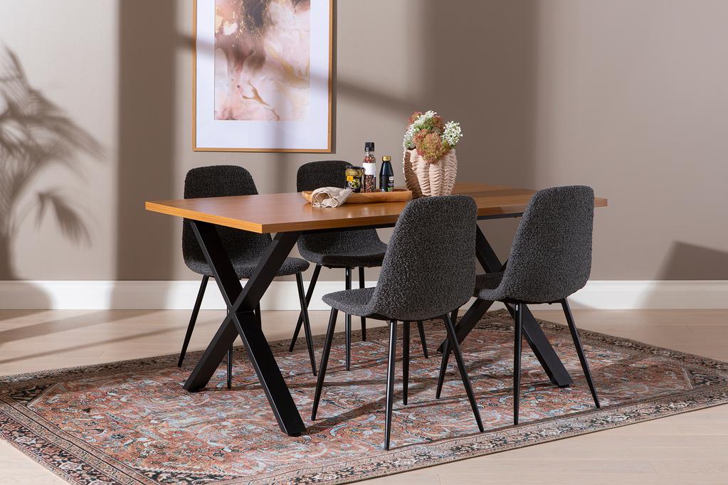 Cenni & Maria söögilauakomplekt 160x90cm neljale, tamm (melamiin) / tumehall