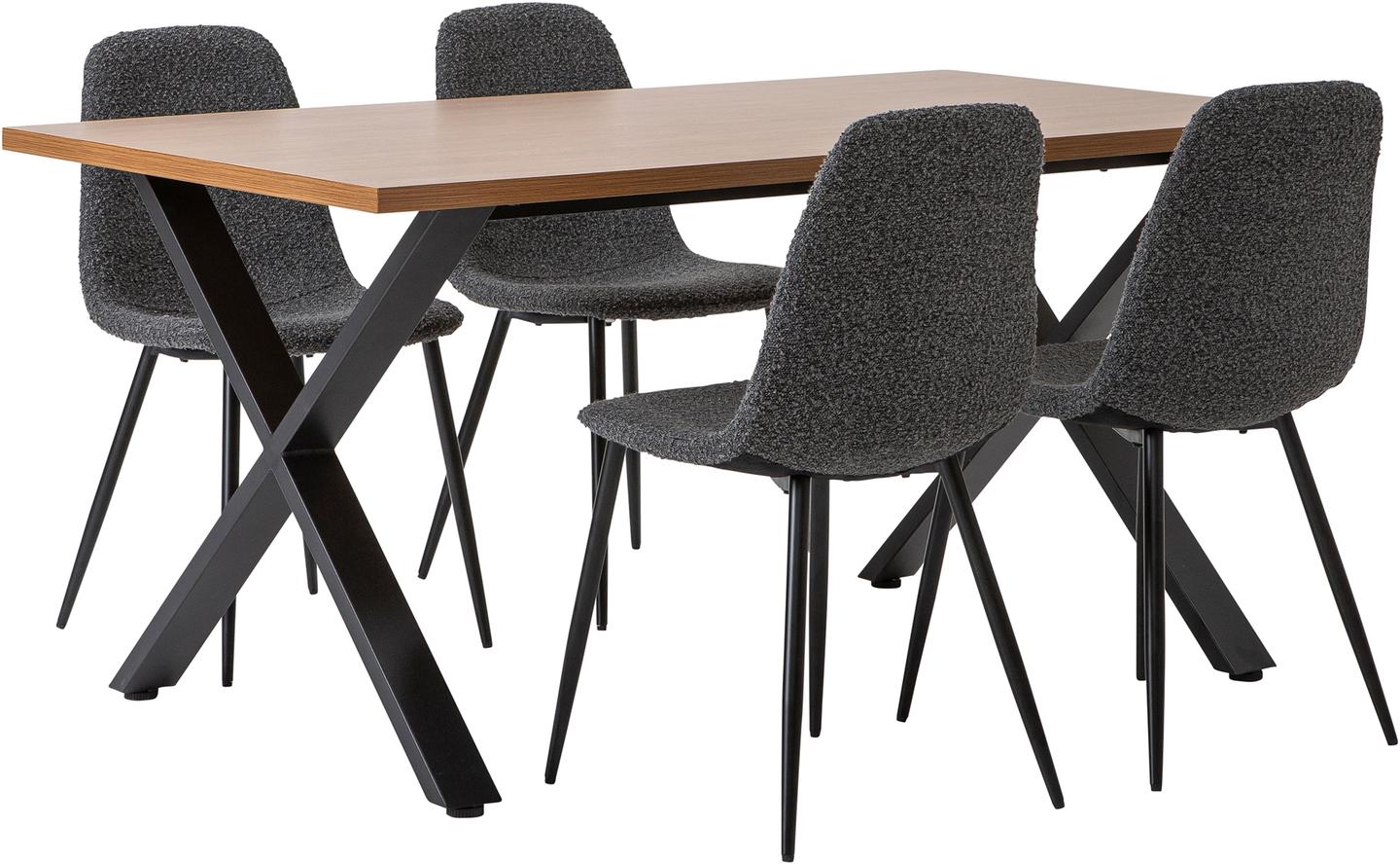 Cenni & Maria söögilauakomplekt 160x90cm neljale, tamm (melamiin) / tumehall