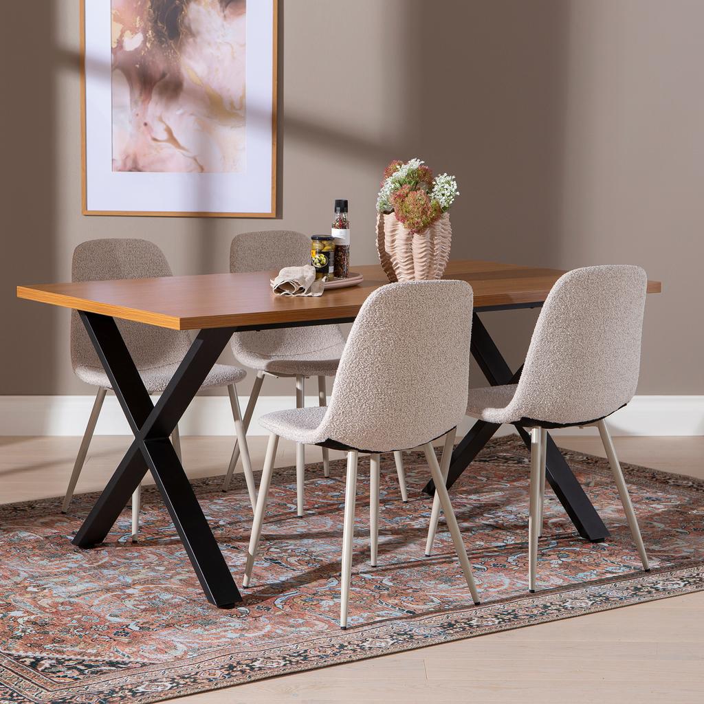 Cenni & Maria söögilauakomplekt 160x90cm neljale, tamm (melamiin) / beež