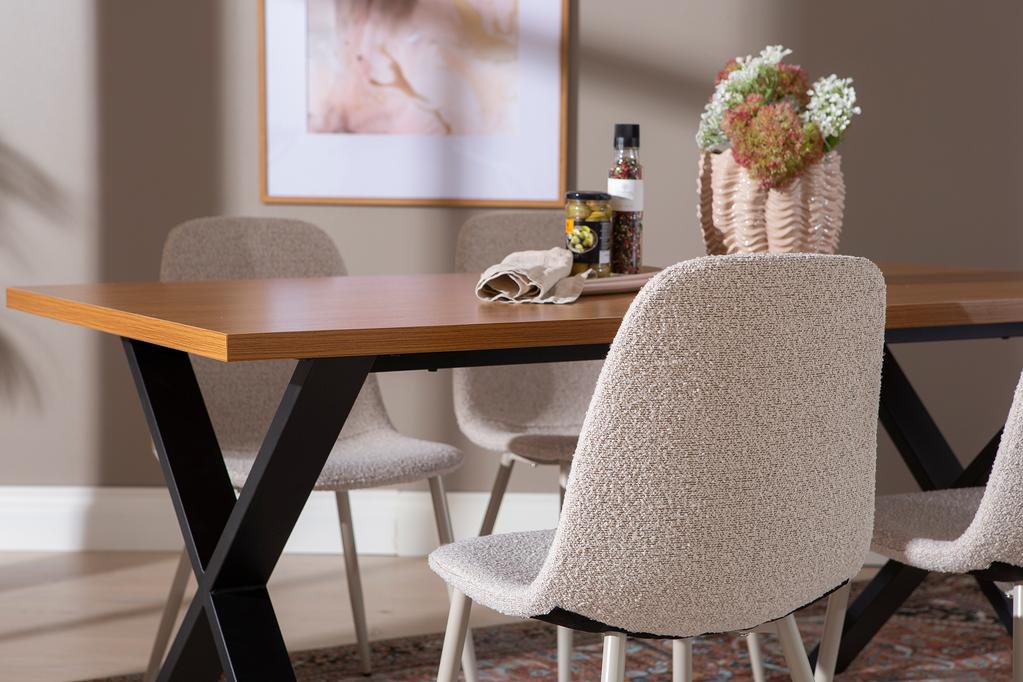 Cenni & Maria söögilauakomplekt 160x90cm neljale, tamm (melamiin) / beež