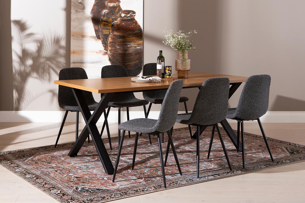 Cenni & Maria söögilauakomplekt 190x90cm kuuele, tamm (melamiin) / tumehall