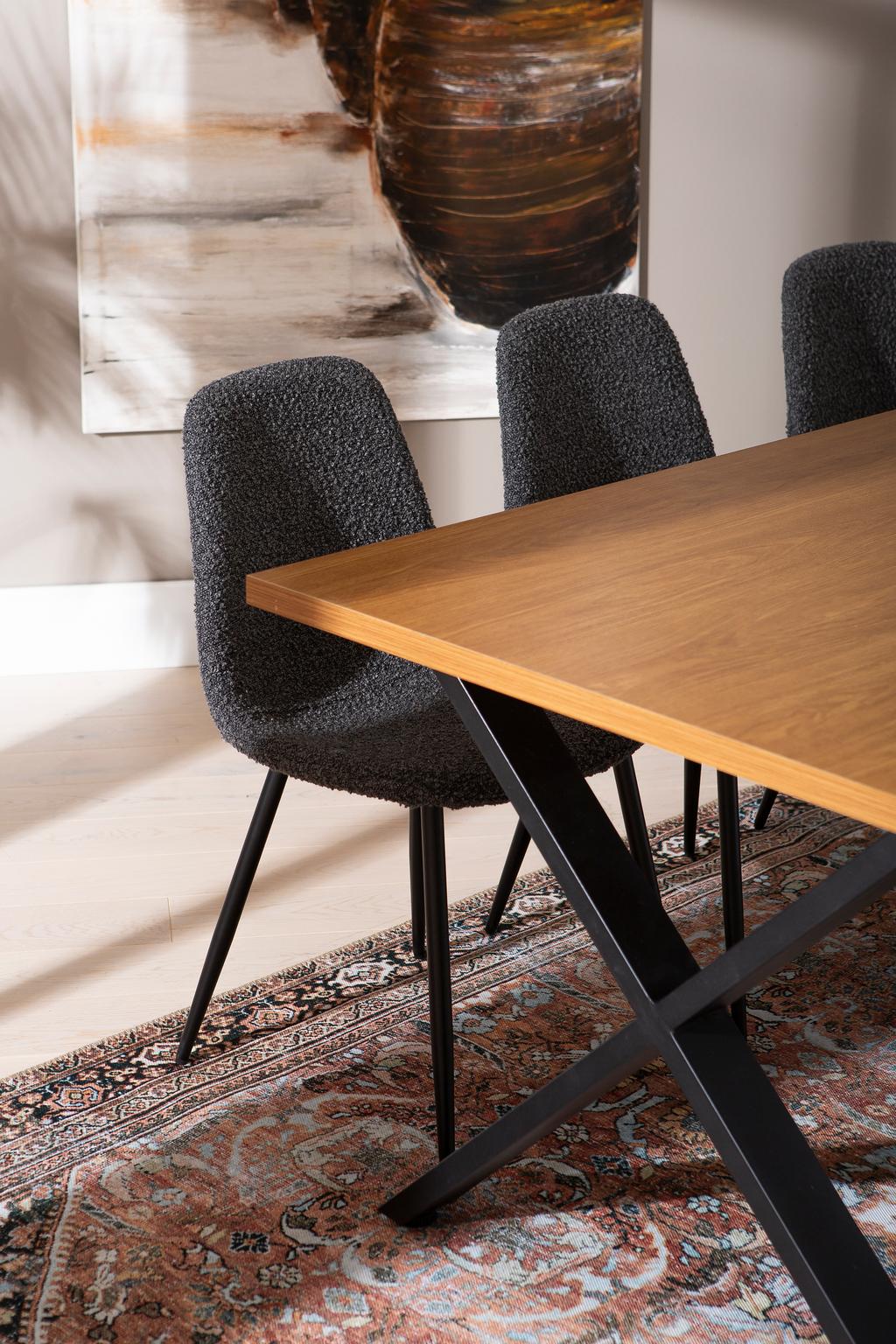 Cenni & Maria söögilauakomplekt 190x90cm kuuele, tamm (melamiin) / tumehall