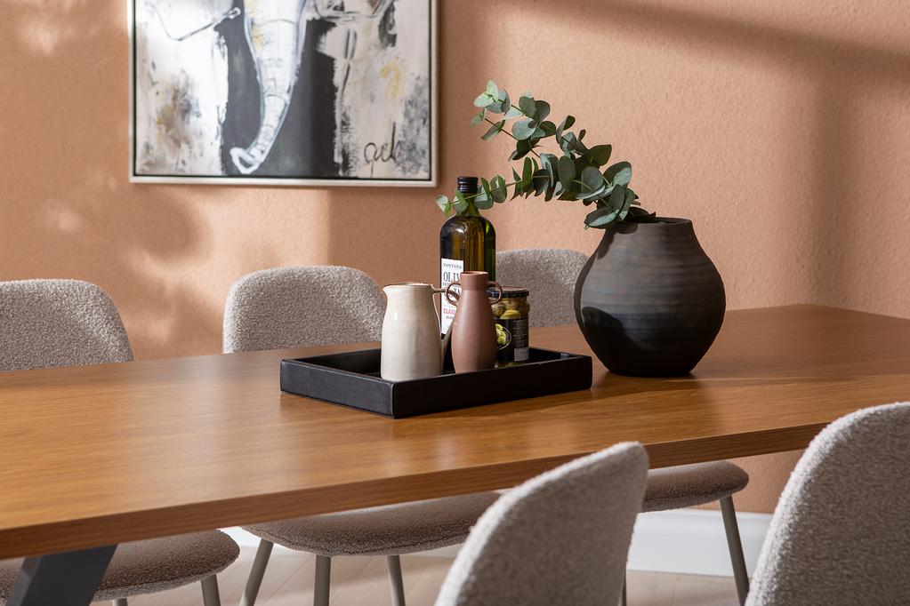 Cenni & Maria söögilauakomplekt 190x90cm kuuele, tamm (melamiin) / beež