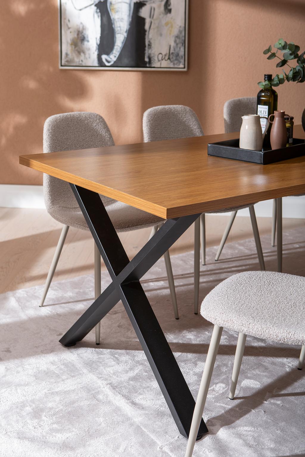 Cenni & Maria söögilauakomplekt 190x90cm kuuele, tamm (melamiin) / beež