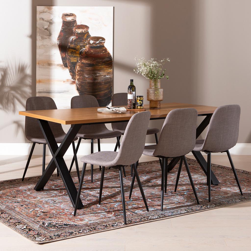 Cenni & Maria söögilauakomplekt 190x90cm kuuele, tamm (melamiin) / hall