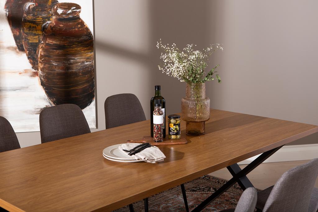 Cenni & Maria söögilauakomplekt 190x90cm kuuele, tamm (melamiin) / hall