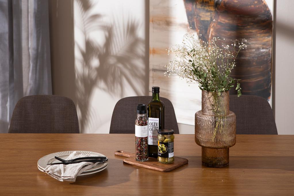 Cenni & Maria söögilauakomplekt 190x90cm kuuele, tamm (melamiin) / hall