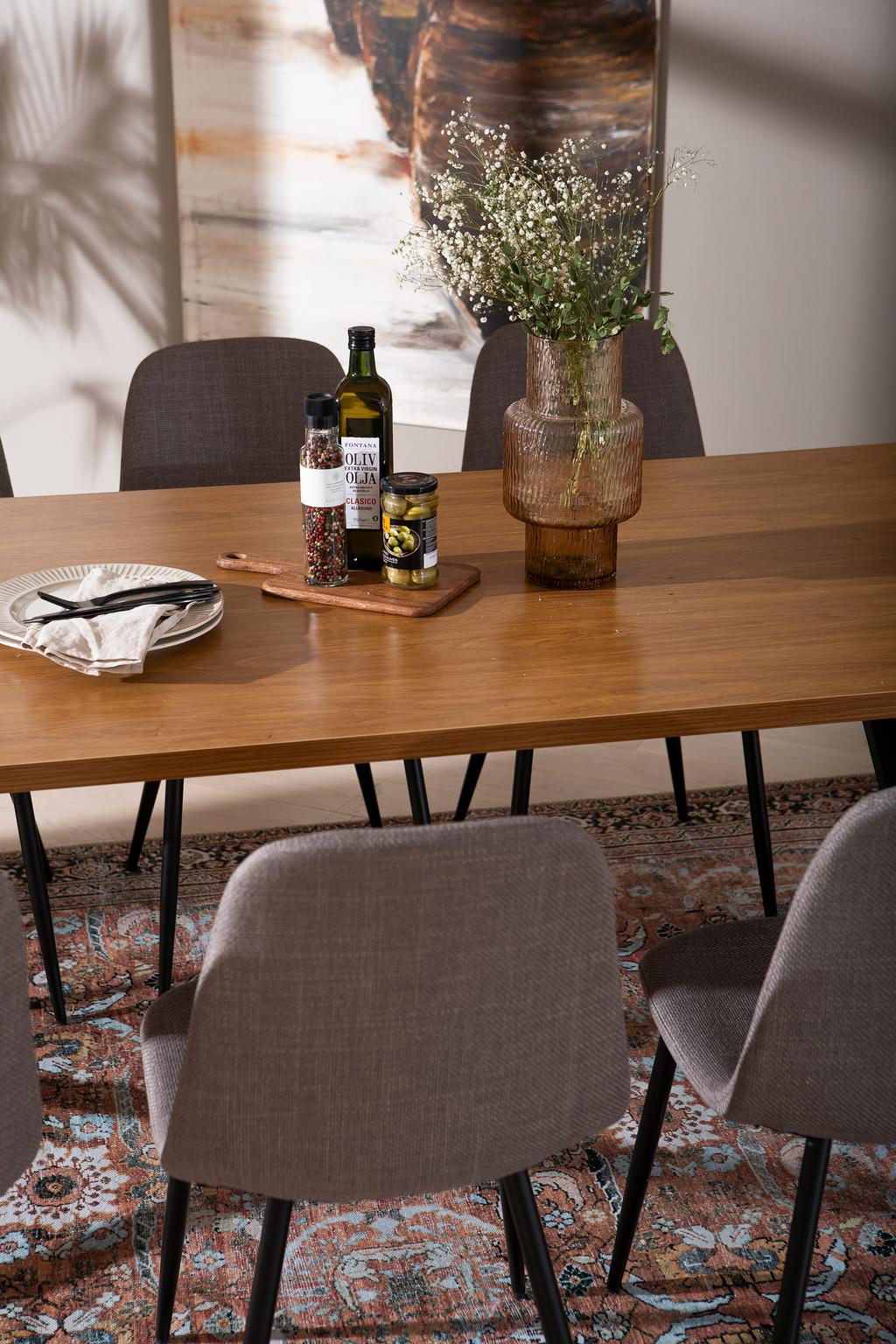 Cenni & Maria söögilauakomplekt 190x90cm kuuele, tamm (melamiin) / hall