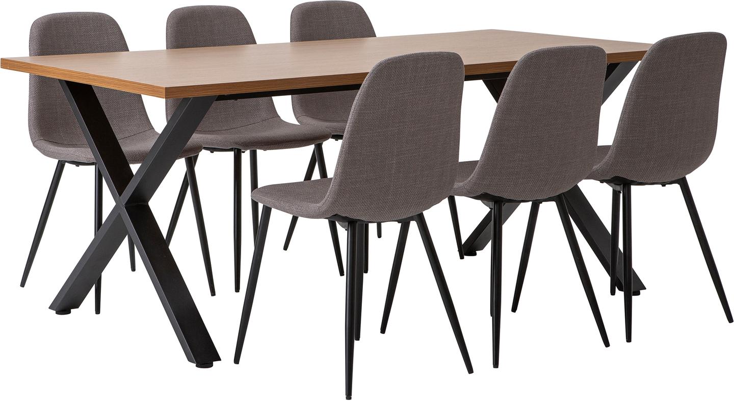 Cenni & Maria söögilauakomplekt 190x90cm kuuele, tamm (melamiin) / hall