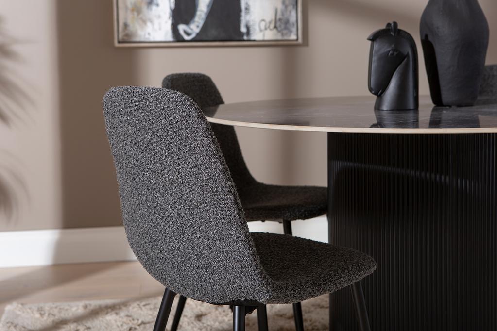 Kalida & Maria söögilauakomplekt ümar 120cm neljale, must/tumehall