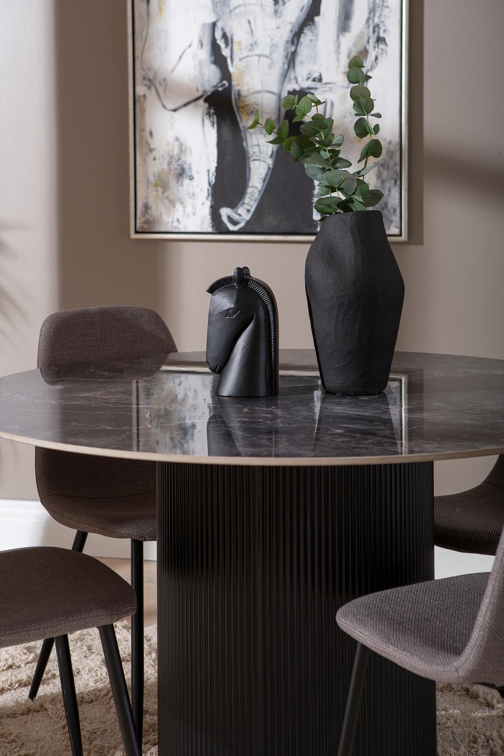 Kalida & Maria söögilauakomplekt ümar 120cm neljale, must/hall