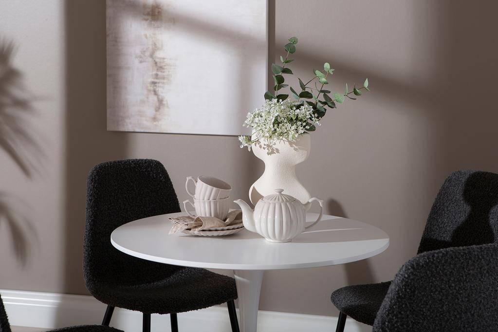 Apollo & Maria söögilauakomplekt ümar 80cm neljale, valge/tumehall