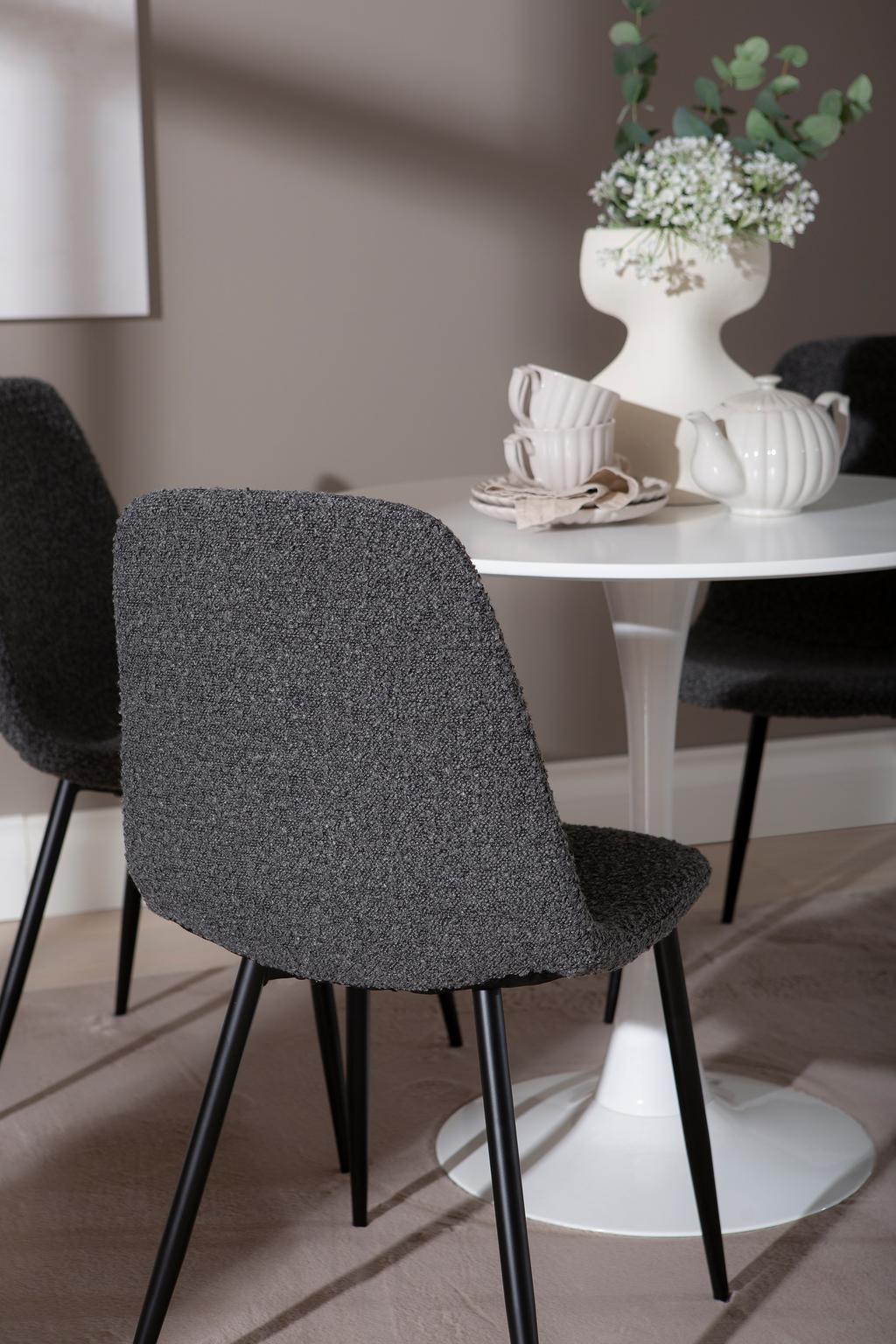 Apollo & Maria söögilauakomplekt ümar 80cm neljale, valge/tumehall