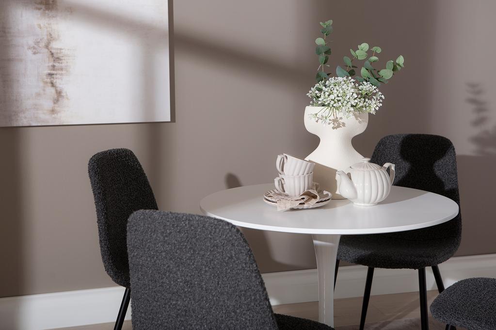 Apollo & Maria söögilauakomplekt ümar 80cm neljale, valge/tumehall