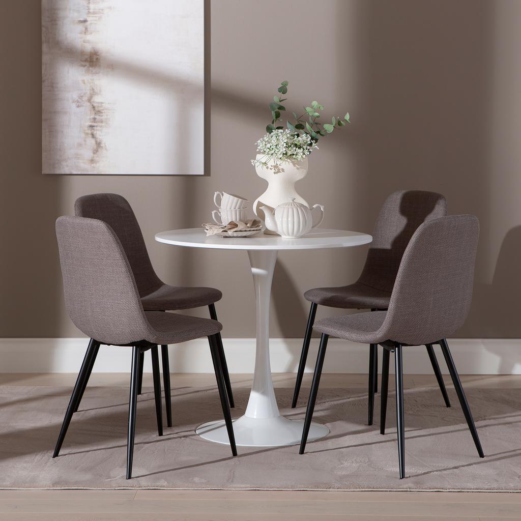 Apollo & Maria söögilauakomplekt ümar 80cm neljale, valge/hall