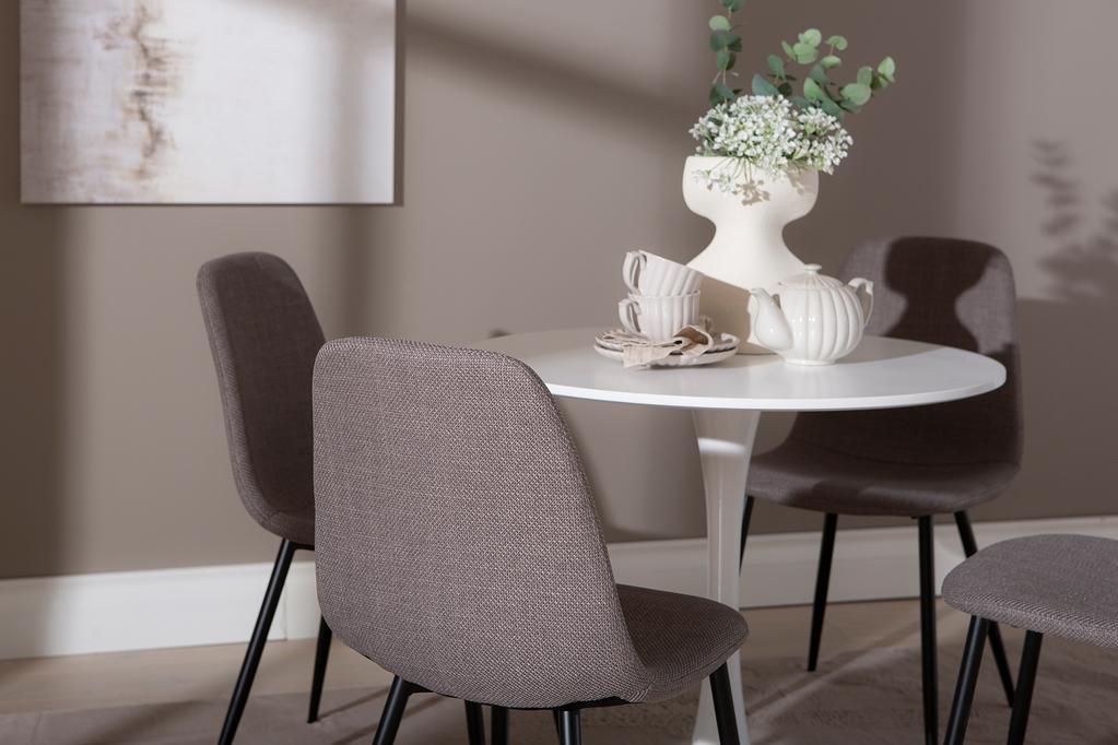 Apollo & Maria söögilauakomplekt ümar 80cm neljale, valge/hall