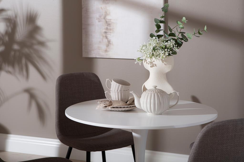 Apollo & Maria söögilauakomplekt ümar 80cm neljale, valge/hall