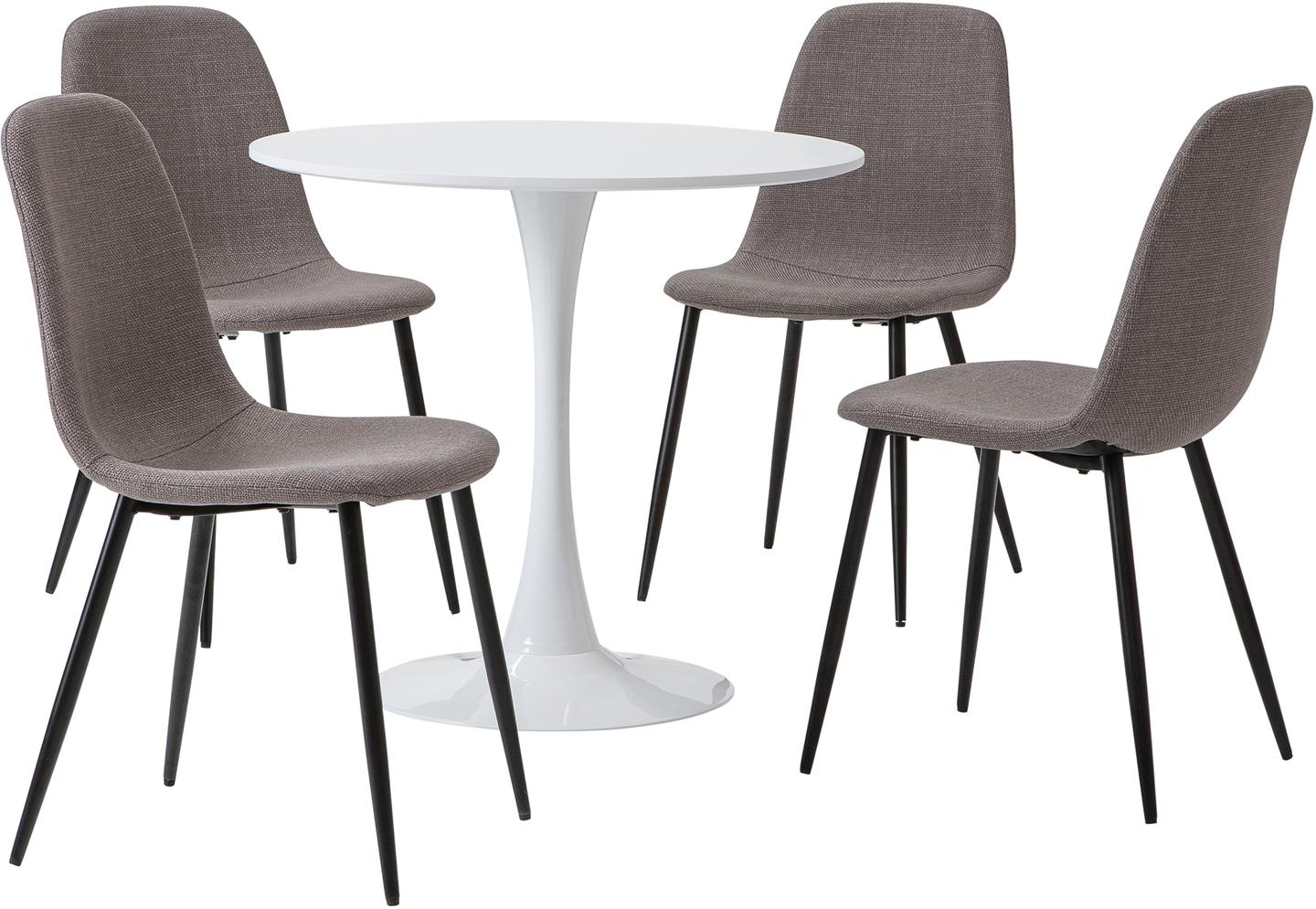 Apollo & Maria söögilauakomplekt ümar 80cm neljale, valge/hall