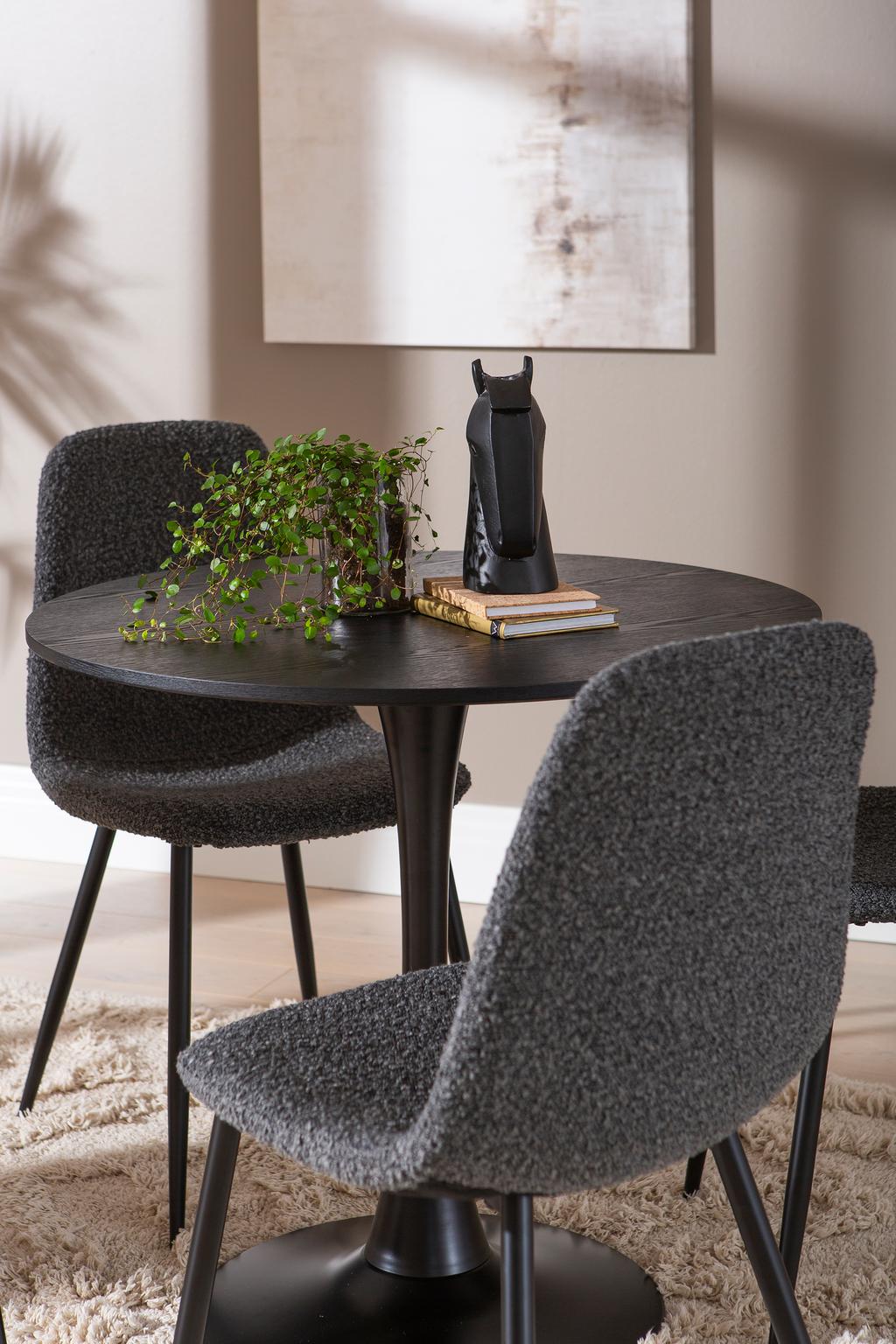 Apollo & Maria söögilauakomplekt ümar 80cm neljale, must/tumehall