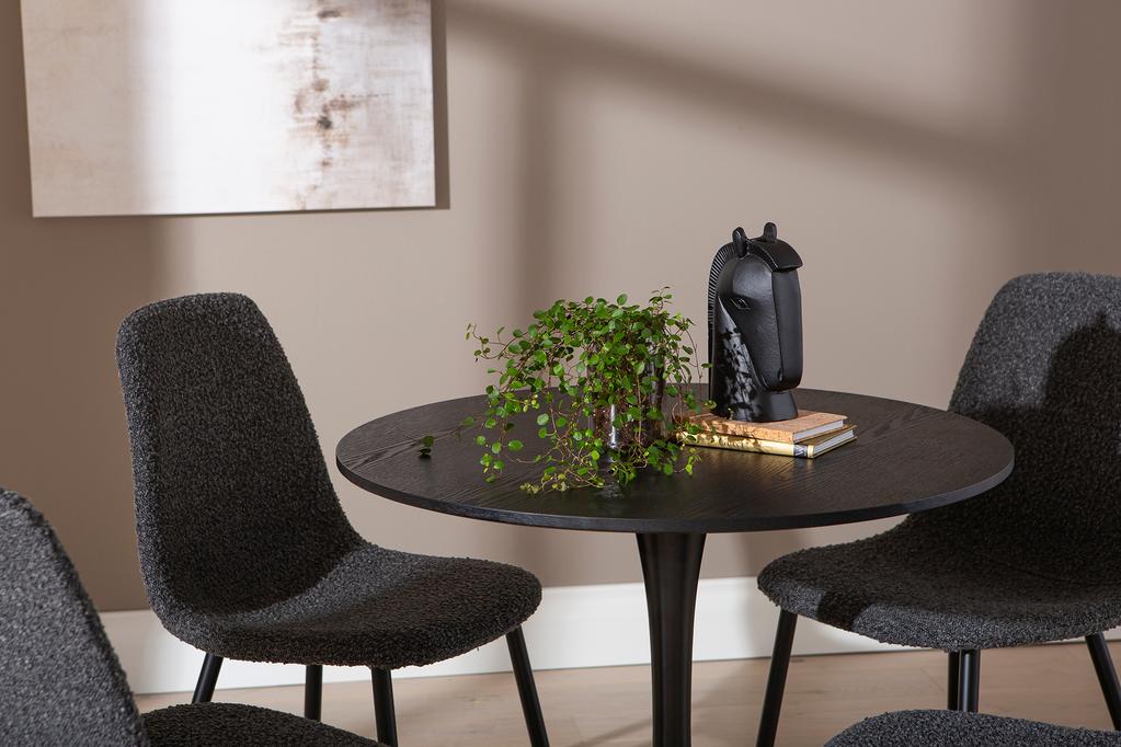 Apollo & Maria söögilauakomplekt ümar 80cm neljale, must/tumehall
