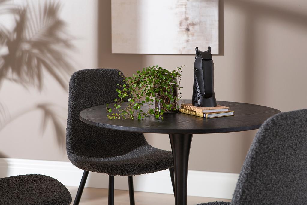 Apollo & Maria söögilauakomplekt ümar 80cm neljale, must/tumehall