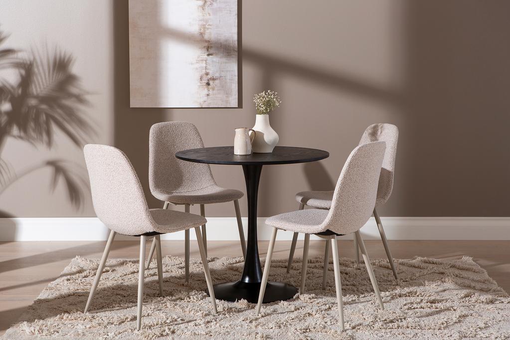Apollo & Maria söögilauakomplekt ümar 80cm neljale, must/beež