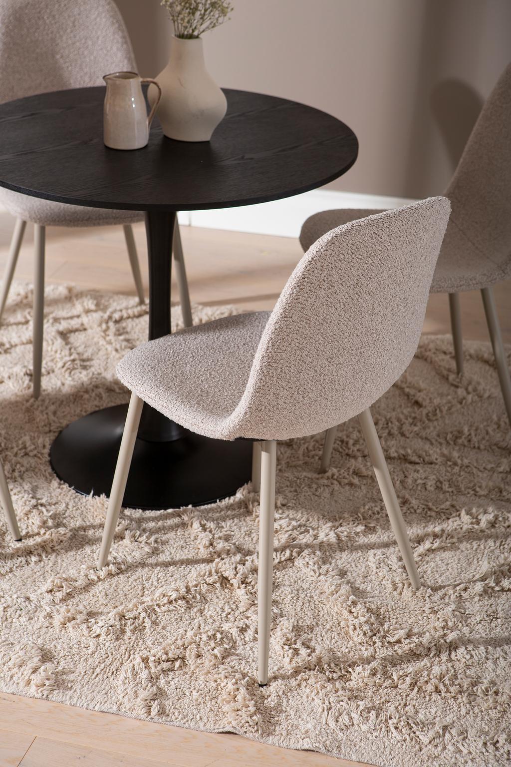 Apollo & Maria söögilauakomplekt ümar 80cm neljale, must/beež