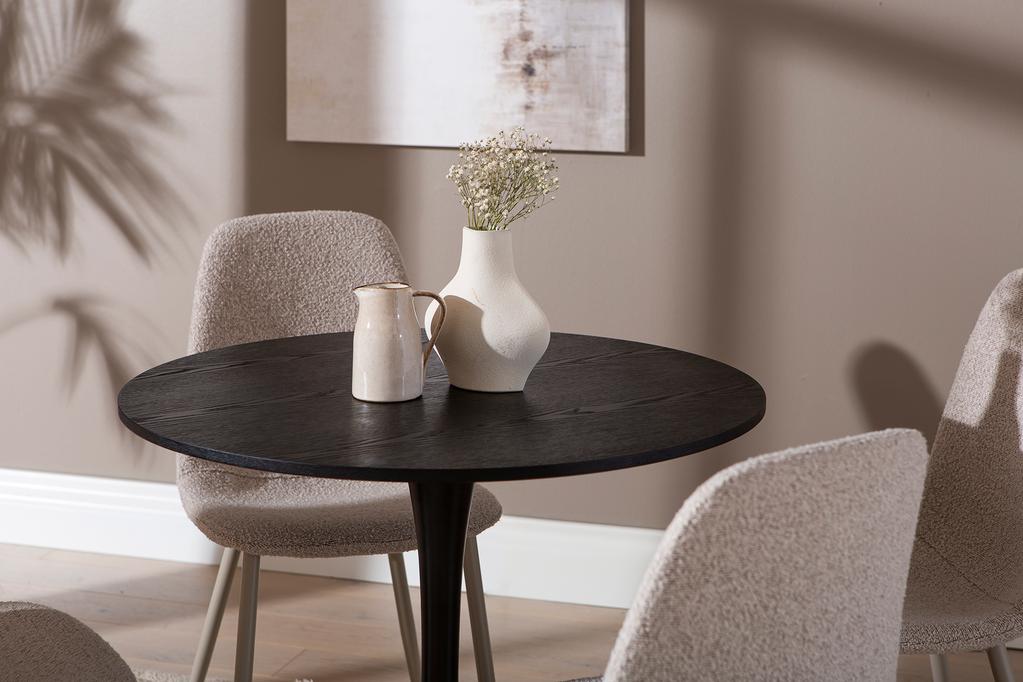 Apollo & Maria söögilauakomplekt ümar 80cm neljale, must/beež