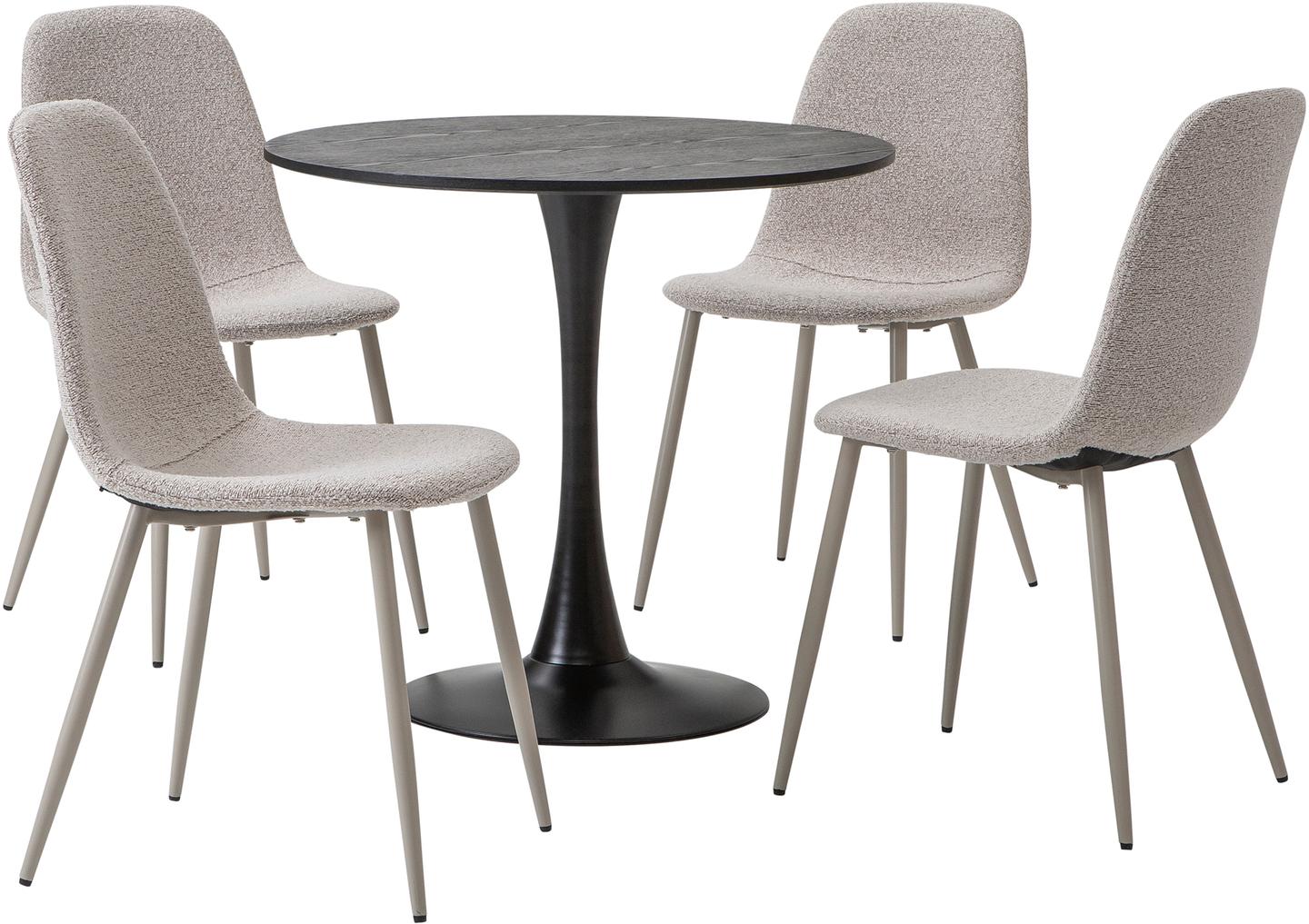 Apollo & Maria söögilauakomplekt ümar 80cm neljale, must/beež