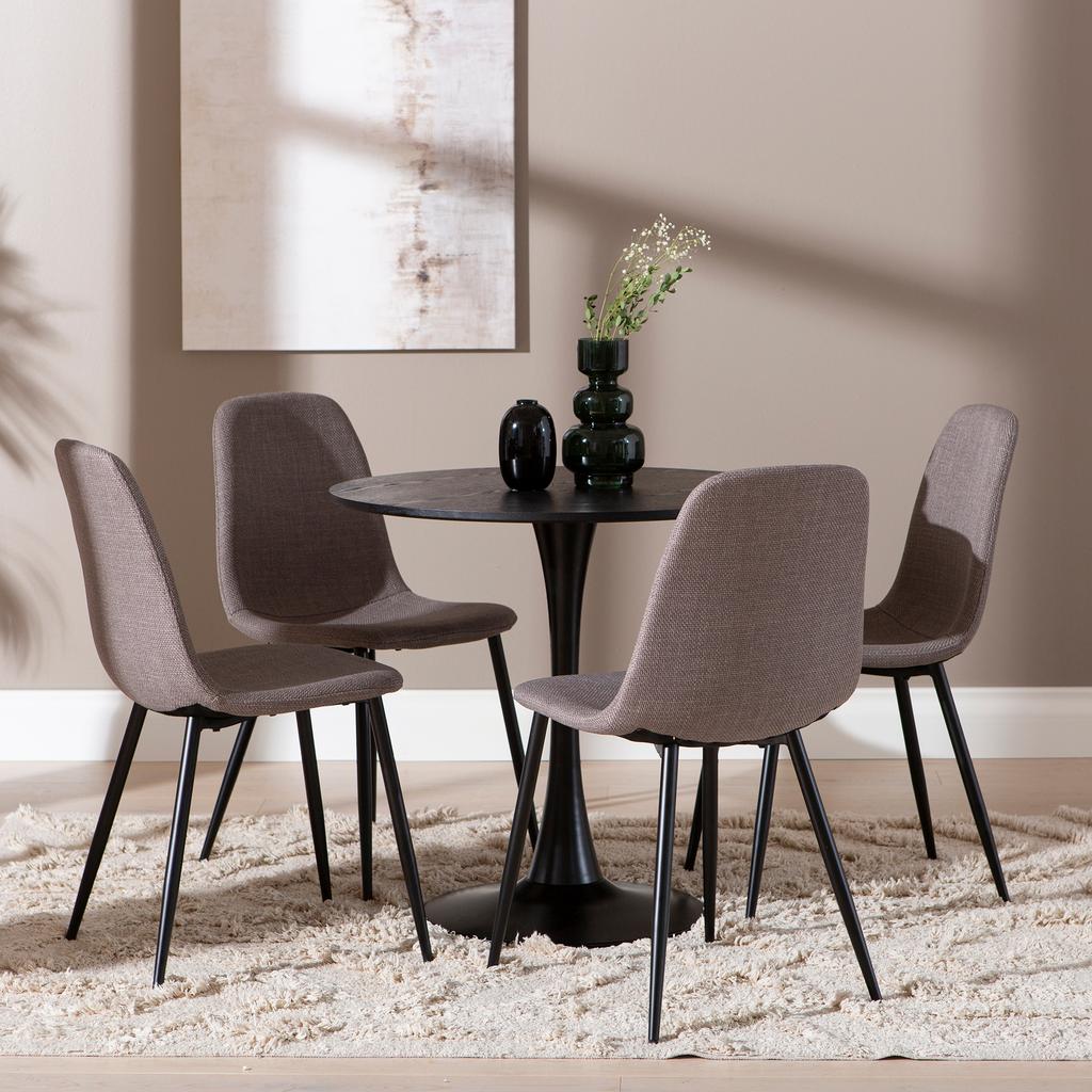 Apollo & Maria söögilauakomplekt ümar 80cm neljale, must/hall