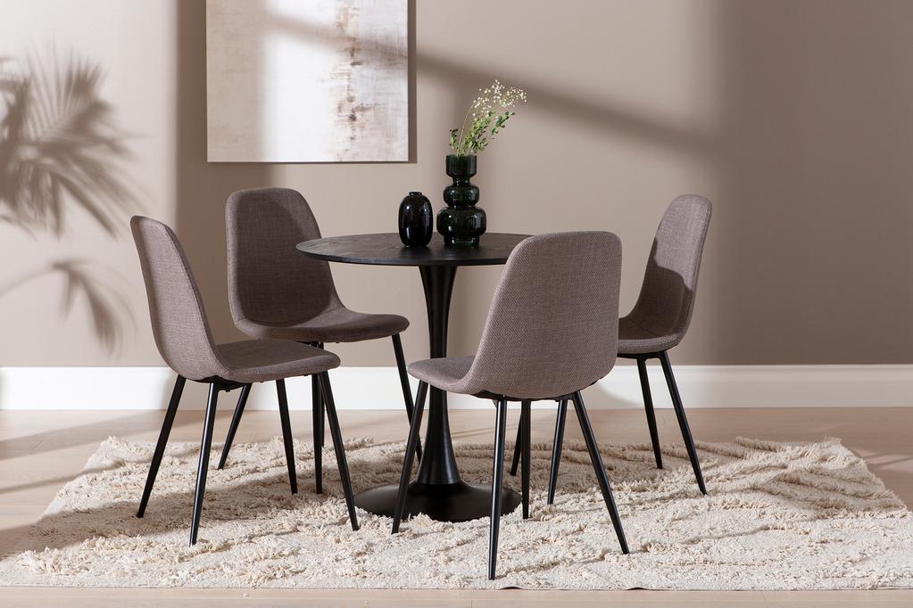 Apollo & Maria söögilauakomplekt ümar 80cm neljale, must/hall