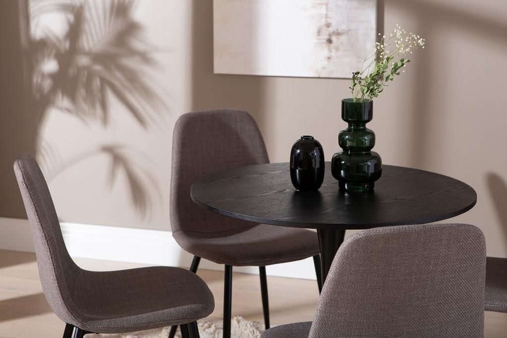 Apollo & Maria söögilauakomplekt ümar 80cm neljale, must/hall