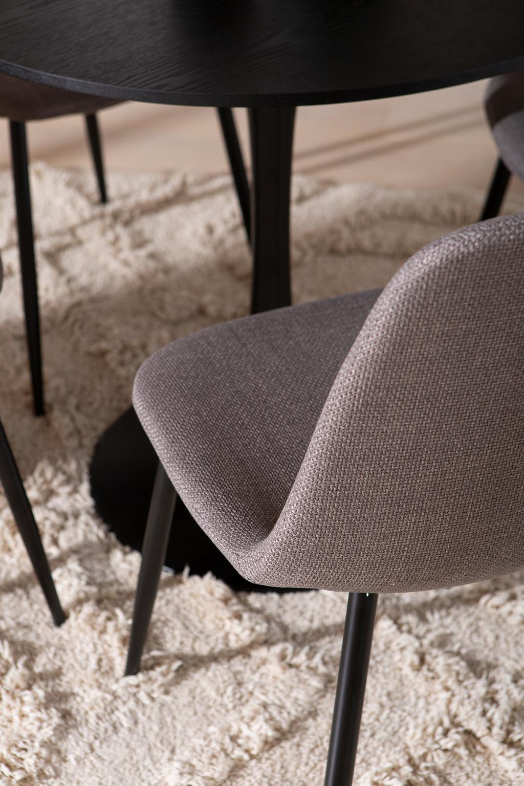 Apollo & Maria söögilauakomplekt ümar 80cm neljale, must/hall