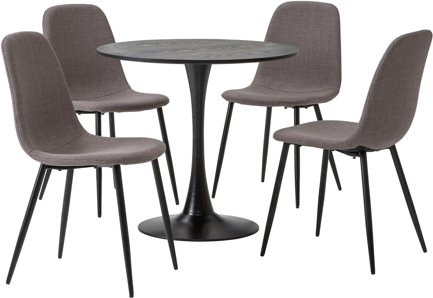 Apollo & Maria söögilauakomplekt ümar 80cm neljale, must/hall