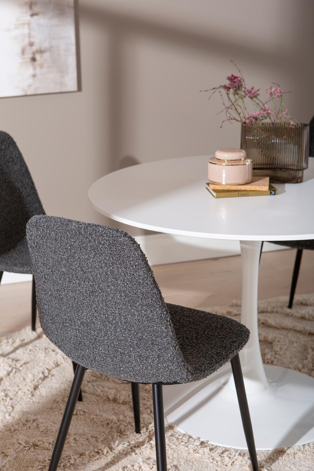 Apollo & Maria söögilauakomplekt ümar 100cm neljale, valge/tumehall