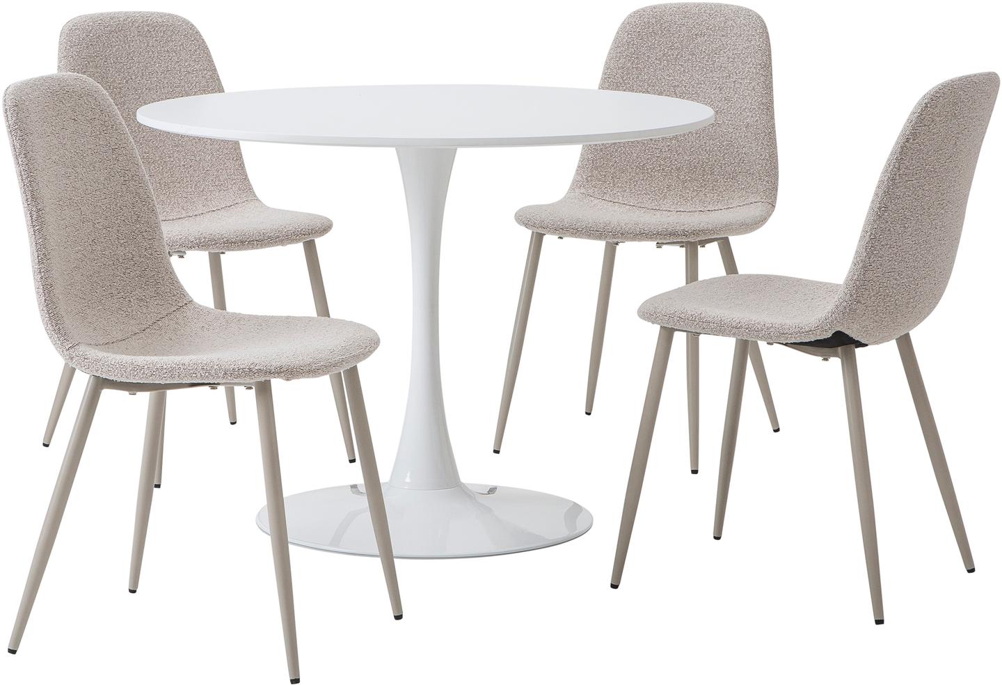 Apollo & Maria söögilauakomplekt ümar 100cm neljale, valge/beež