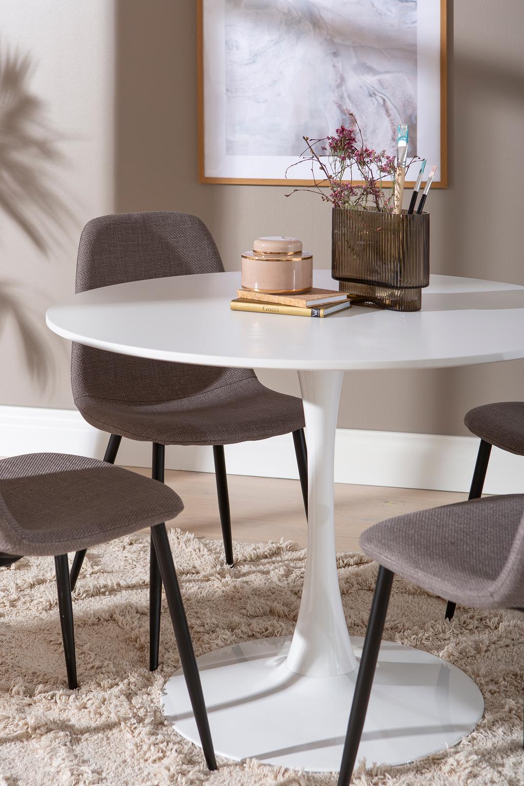 Apollo & Maria söögilauakomplekt ümar 100cm neljale, valge/hall