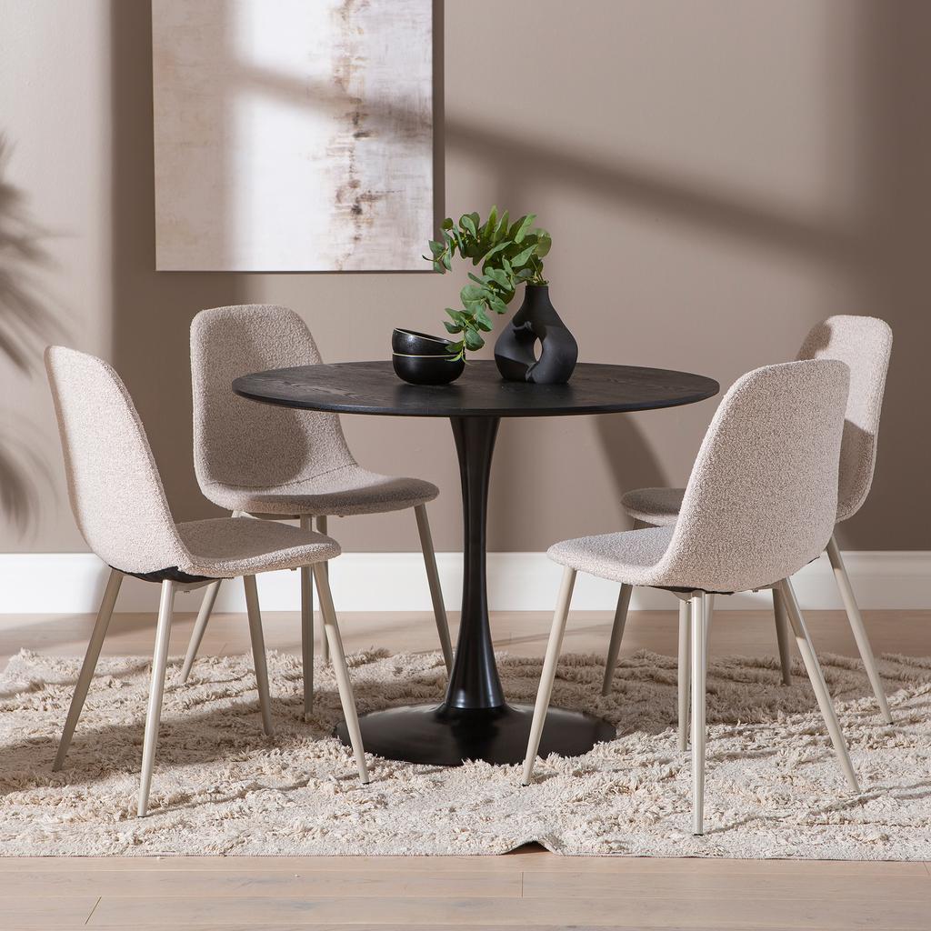 Apollo & Maria söögilauakomplekt ümar 100cm neljale, must/beež