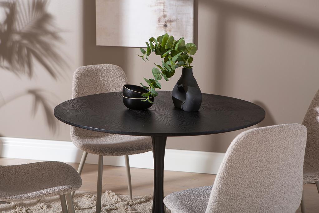 Apollo & Maria söögilauakomplekt ümar 100cm neljale, must/beež