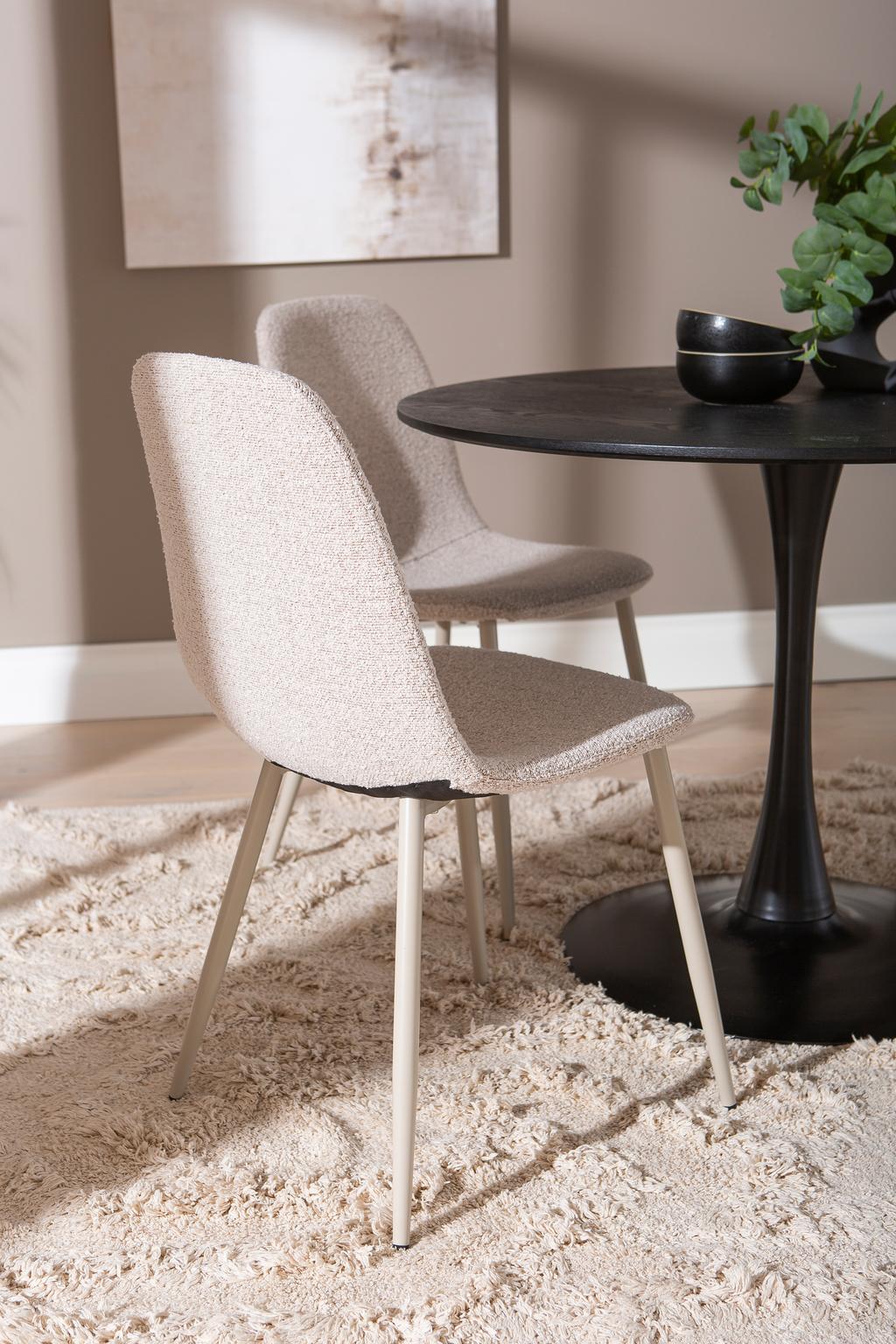 Apollo & Maria söögilauakomplekt ümar 100cm neljale, must/beež