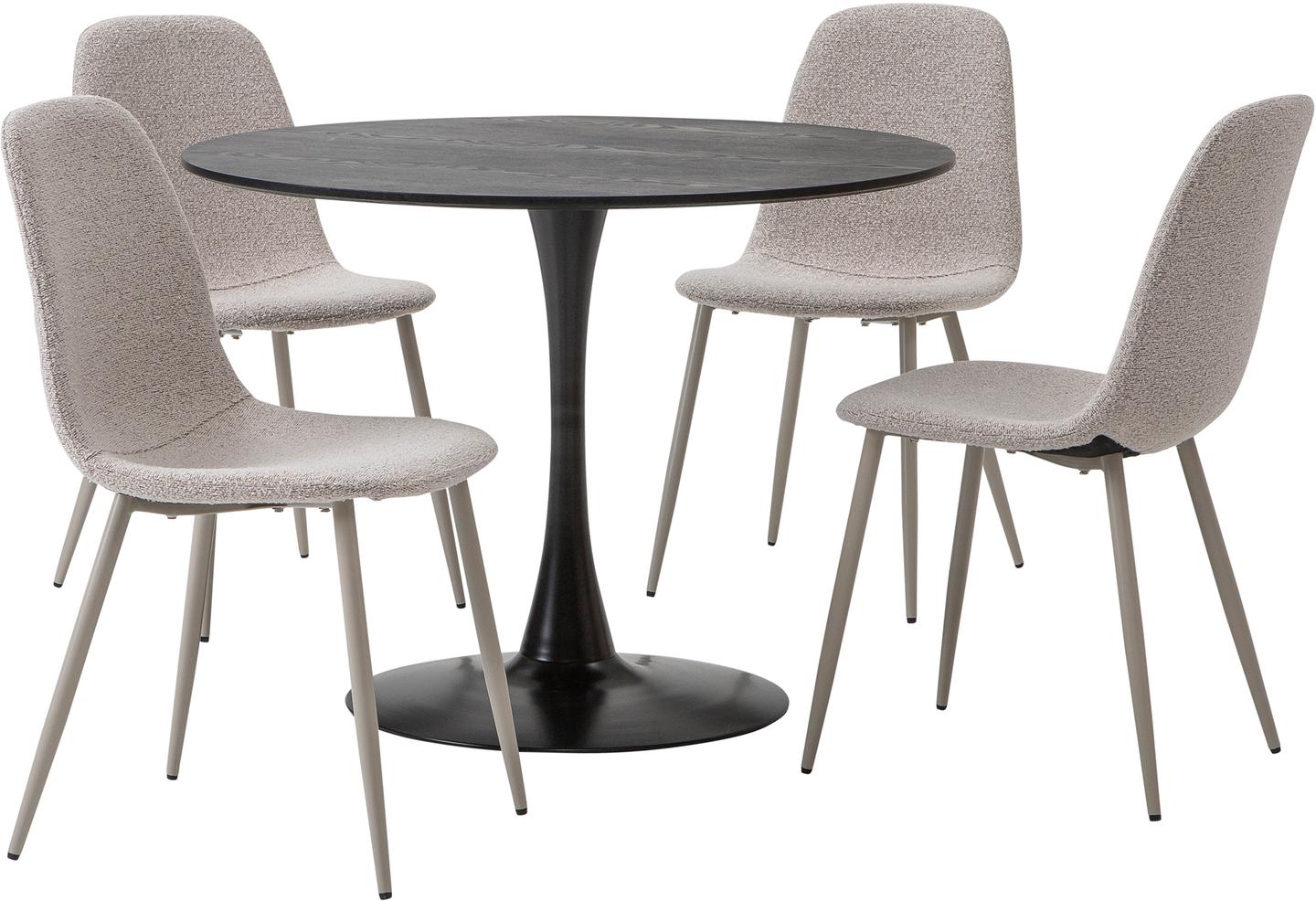 Apollo & Maria söögilauakomplekt ümar 100cm neljale, must/beež