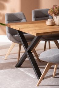 Pisipilt: Isla & Maria söögilauakomplekt 140x95cm neljale, X-jalg, õlitatud tamm/hall