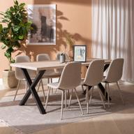 Pisipilt: Isla & Maria söögilauakomplekt 190x95cm kuuele, X-jalg, whitewash/beež