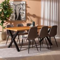 Pisipilt: Isla & Maria söögilauakomplekt 190x95cm kuuele, X-jalg, õlitatud tamm/hall