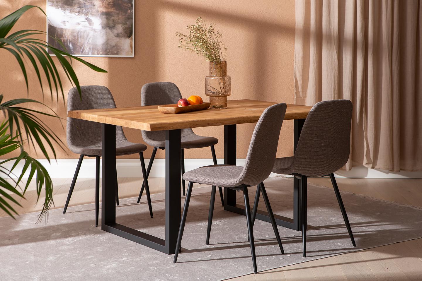 Estelle & Maria söögilauakomplekt 140x95cm neljale, U-jalg, õlitatud tamm/hall