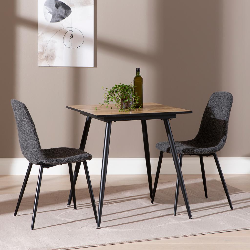 Montpellier & Maria söögilauakomplekt 70x70cm kahdelle, puidutoon/tumehall