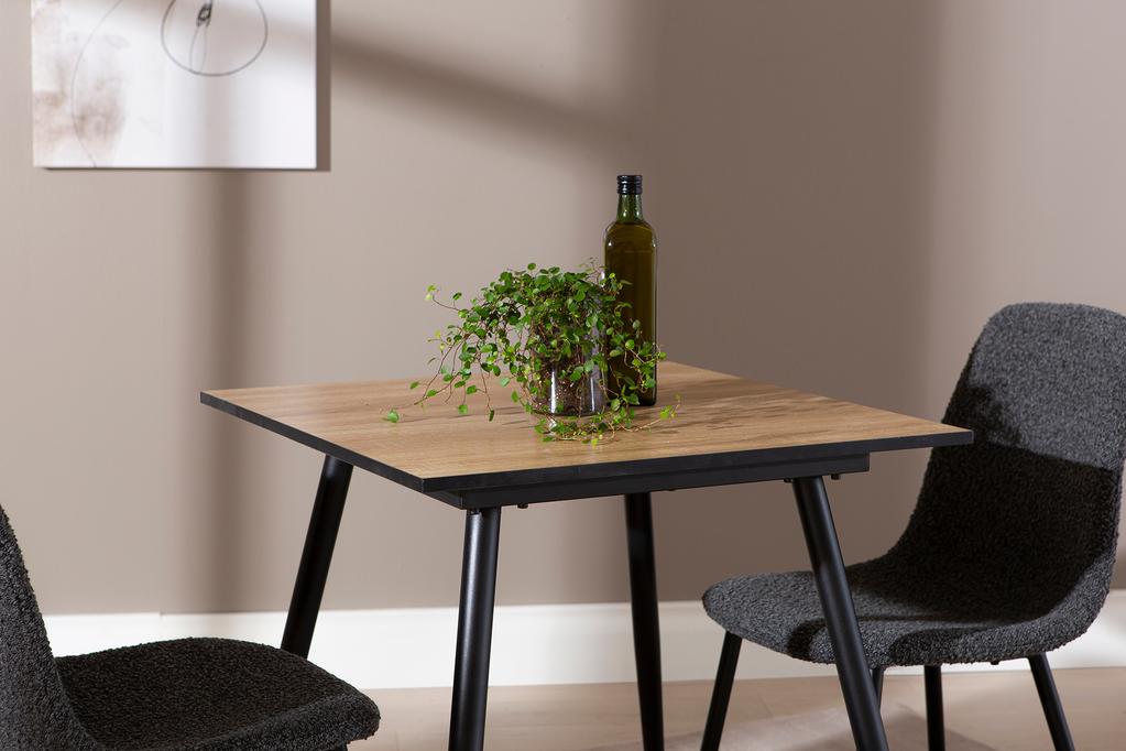 Montpellier & Maria söögilauakomplekt 70x70cm kahdelle, puidutoon/tumehall