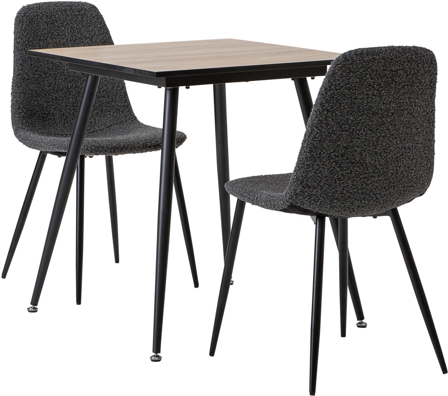 Montpellier & Maria söögilauakomplekt 70x70cm kahdelle, puidutoon/tumehall